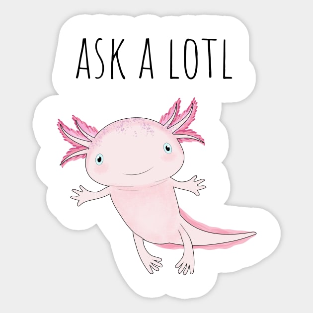 Axolotl Cute Pink Print Sticker by in_pictures